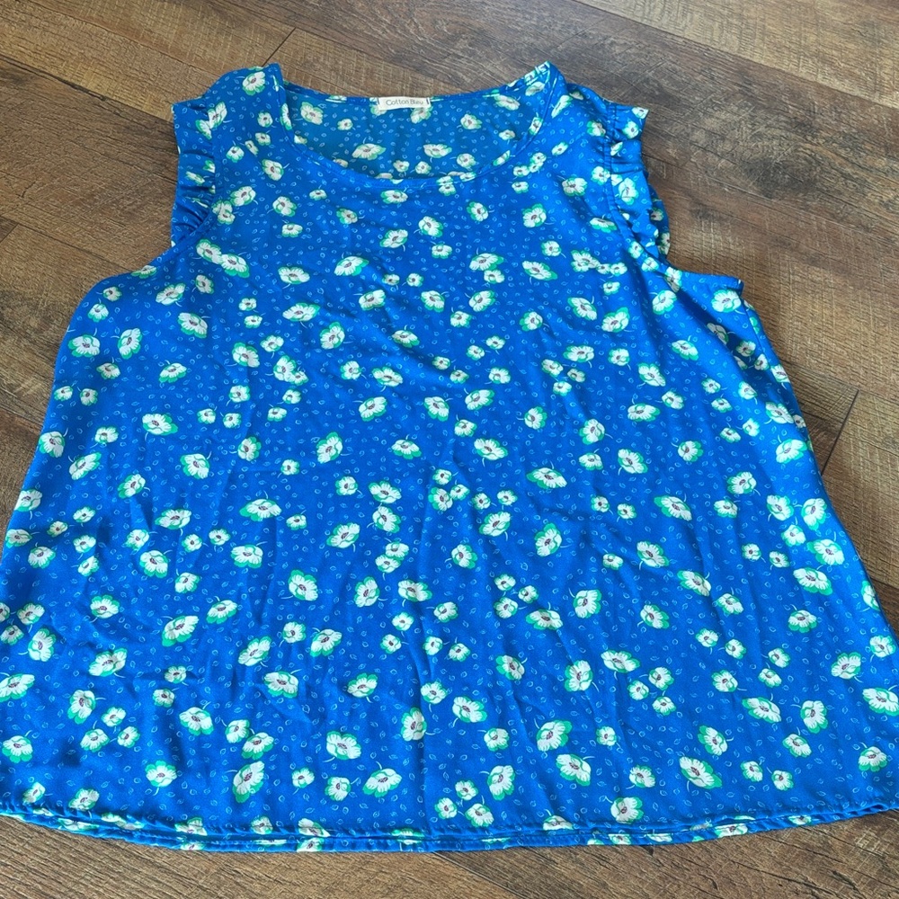 Cotton Bleu Blue Floral Blouse